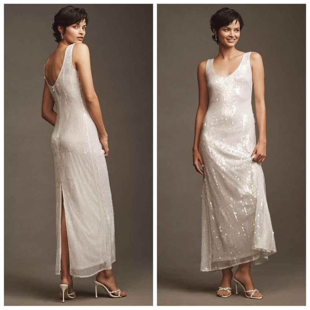 BHLDN White Sequin Maxi Dress